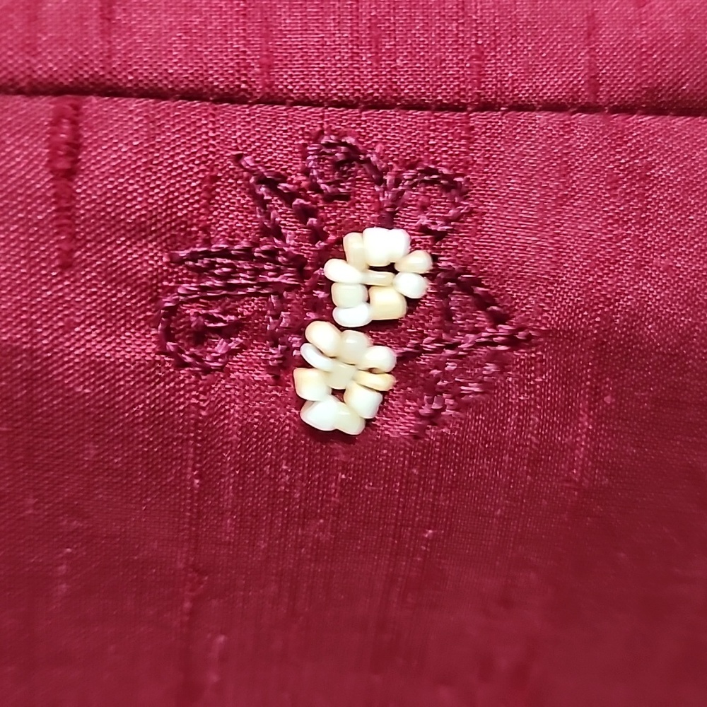 Charter Club Dress 100% Silk Embroidered And Beaded Flowers And Trim Red Size 8 - Picture 12 of 16